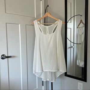 Fabletics White Mesh Active Tank Top with Open Back Detail